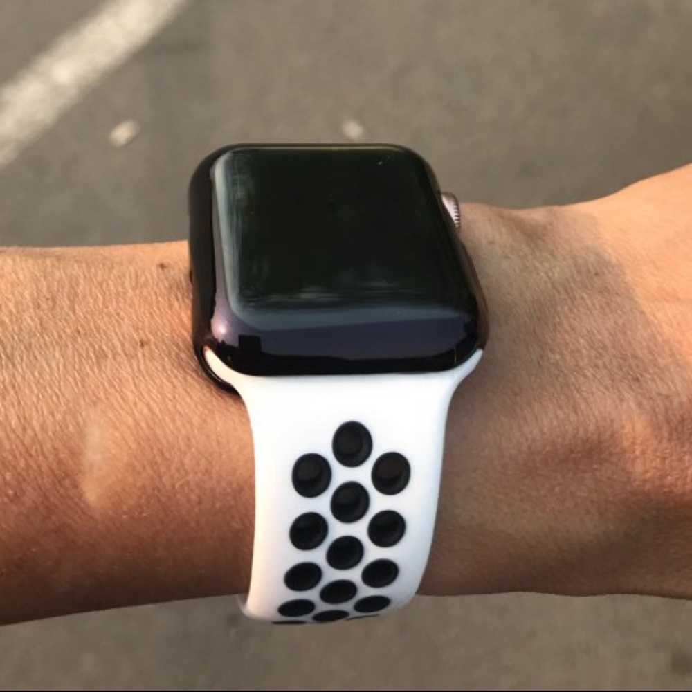 NEW White/Black Sport BAND For Apple Watch 42mm - Picture 7 of 7